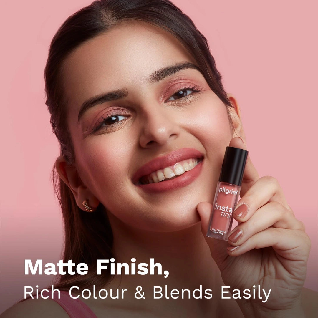 Pilgrim 3 In 1 Lip, Cheek And Eye Tint Cream With Goodness Of Spanish Squalane, Almond Oil, Avocado Oil And Macadamia Nut Oil | Long Lasting Nourisht | Blends Easily 2.5Gm (Coral Story - 02)