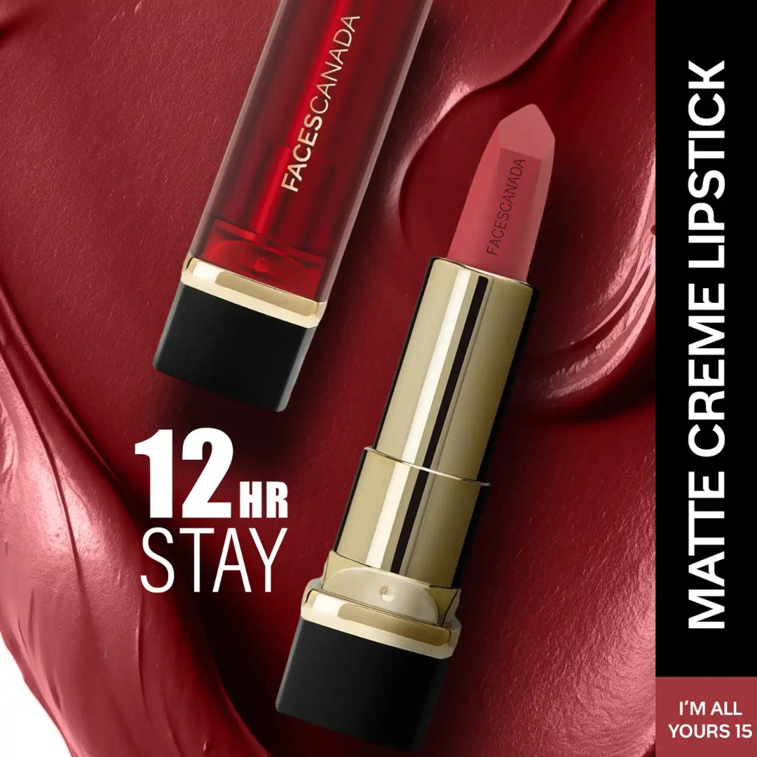 FACESCANADA Comfy Matte Creme Lipstick , 4.2G | Long Stay | Creamy Matte Finish | Intense Color | Super Hydrating & Nourishing | Single Stroke Smooth Application