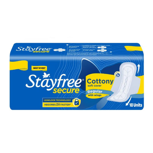 Stayfree Secure Cottony Soft Cover with Wings - 18 Pads (18 Pads)