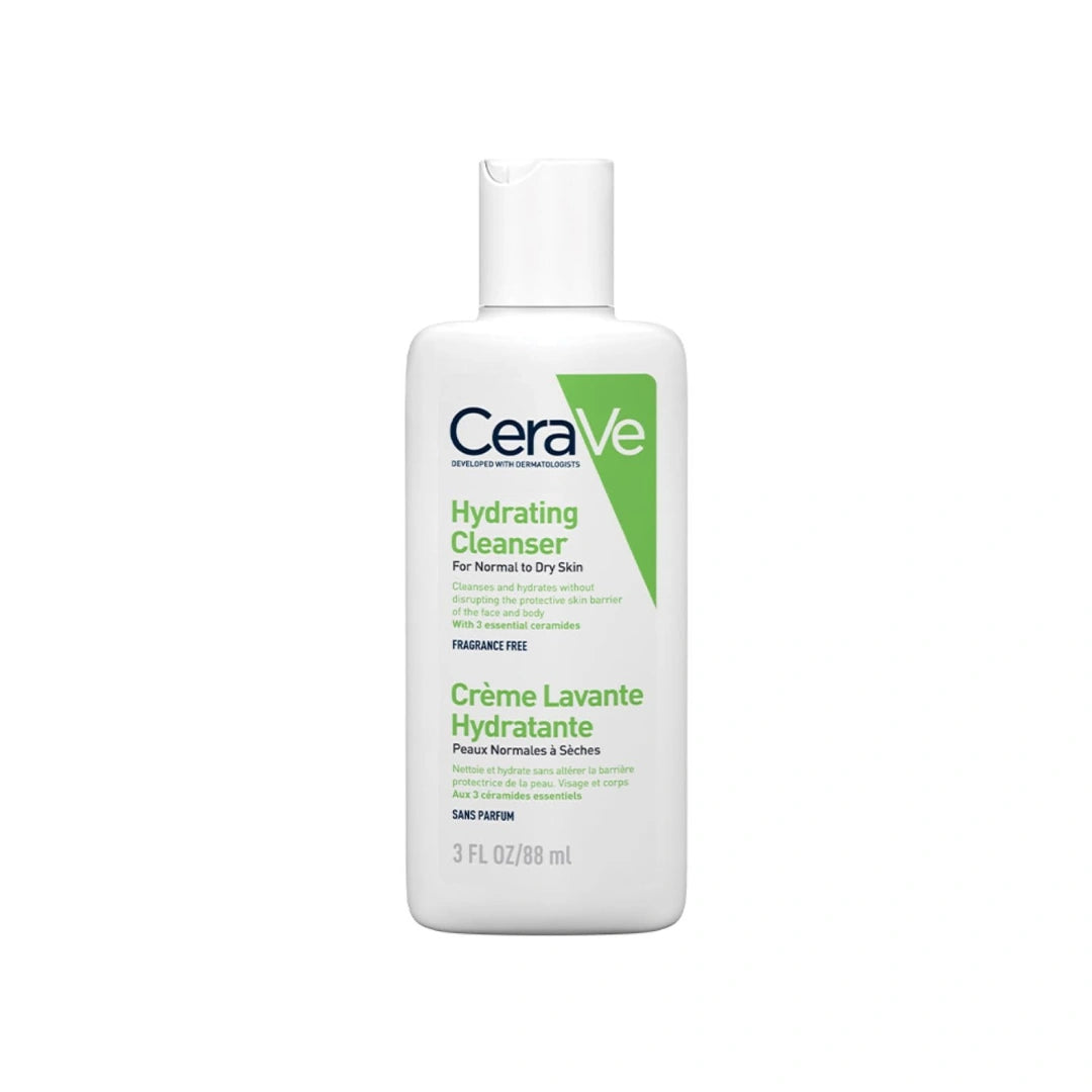 CeraVe Hydrating Cleanser For Normal To Dry Skin (88ml) - Non-Foaming Face Wash with Hyaluronic Acid And Ceramides | Non-Comedogenic, Non-Irritating And Fragrance-Free Cleanser