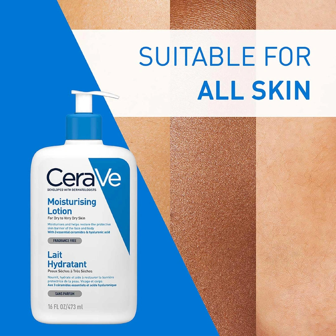 CeraVe Moisturizing Lotion For Dry Skin (473ml) - Formulated With 3 Essential Ceramides And Hyaluronic Acid | Non-Comedogenic, Oil Free And Fragrance-Free Body Lotion