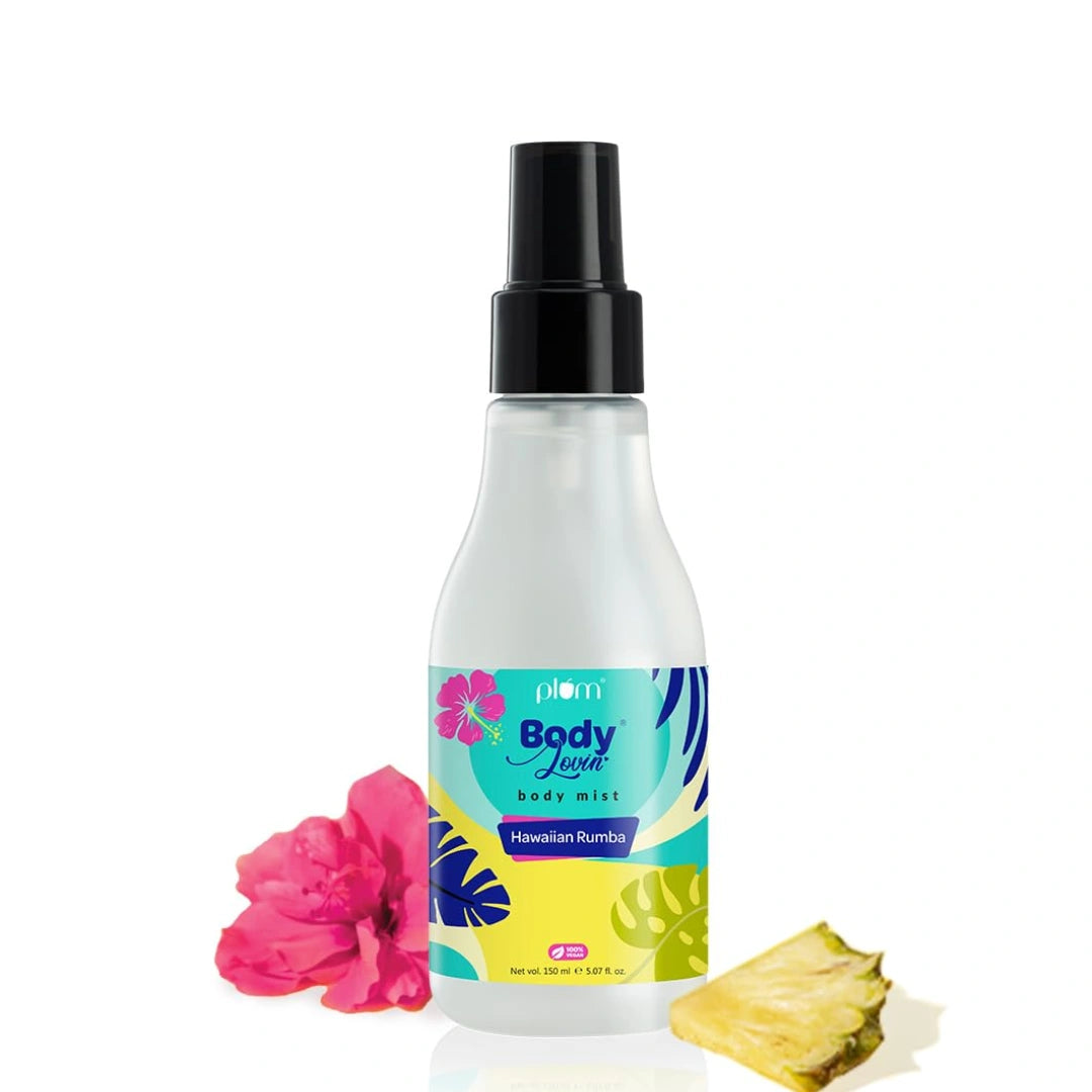 Plum BodyLovin Hawaiian Rumba Body Mist for Women | Refreshing Long Lasting Tropical Fragrance | Perfume Body Spray for Women | Vegan & Paraben Free | Travel Friendly Beachy Fresh Scent | 150ml