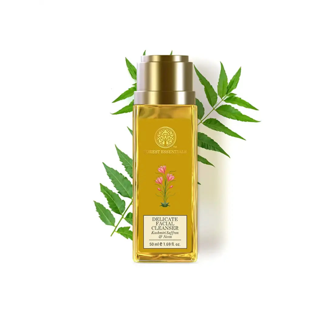 Forest Essentials Ayurvedic Purifying Face Wash with Saffron & Neem, 50ml | For Normal to Oily Skin | Sulphate Free