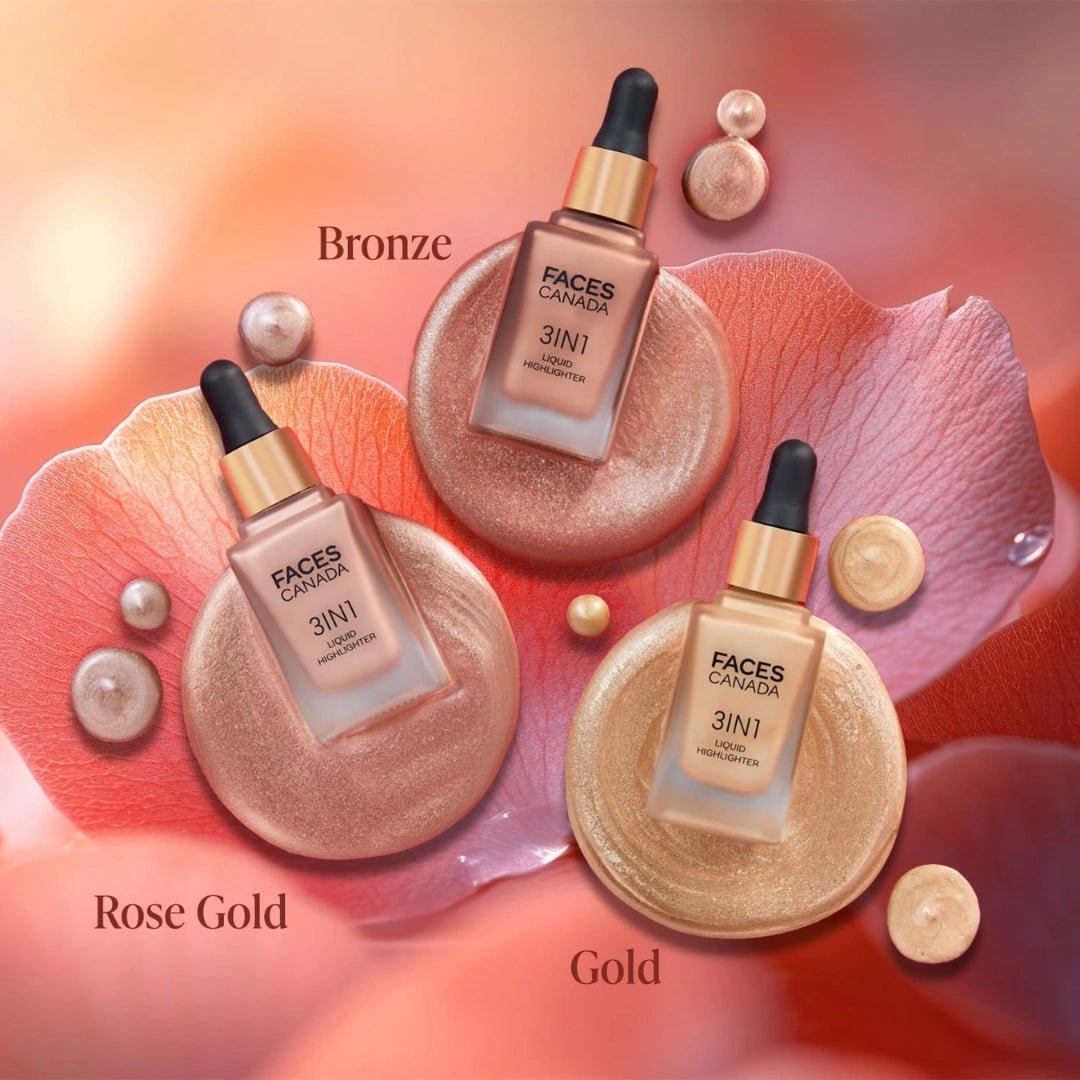 FACES CANADA 3 in 1 Liquid Highlighter – Rose Gold 03, 15ml - Deals999