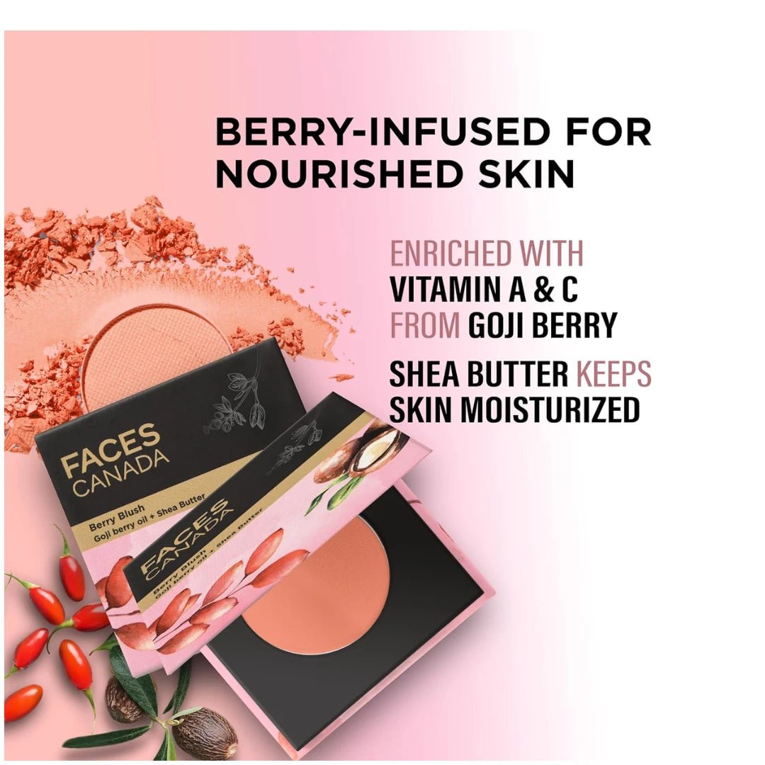 FACES CANADA Berry Blush - Love Vibes Only 03, 4g | Lightweight Long Lasting Ultra - Matte HD Finish | Silky Smooth Texture | Melts Effortlessly & Buildable | Absorbs Oil | Shea Butter | Vitamin A & C - Deals999