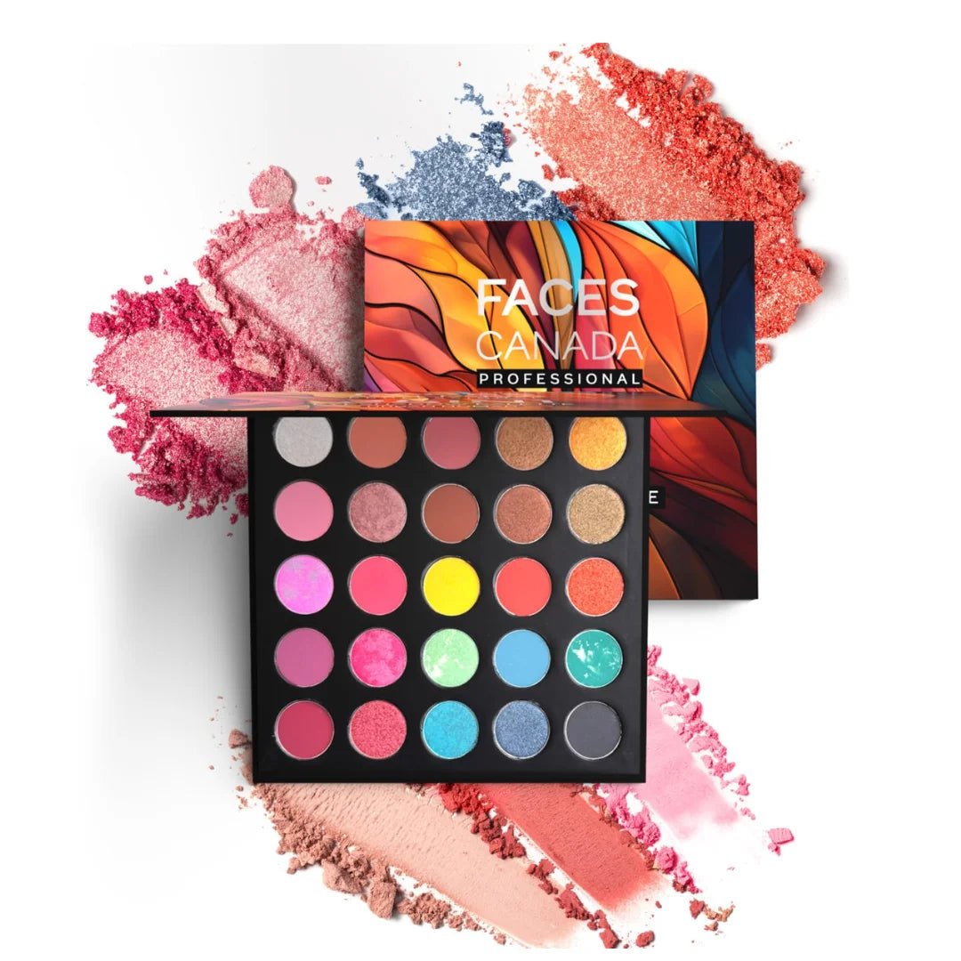 FACES CANADA Professional 25 IN 1 Eyeshadow Palette - Flamboyant, 27.5g | High Shine Shimmer & Intense Velvety Matte Finish | Highly Pigmented | Long Lasting | Smooth Texture | Easily Blendable - Deals999
