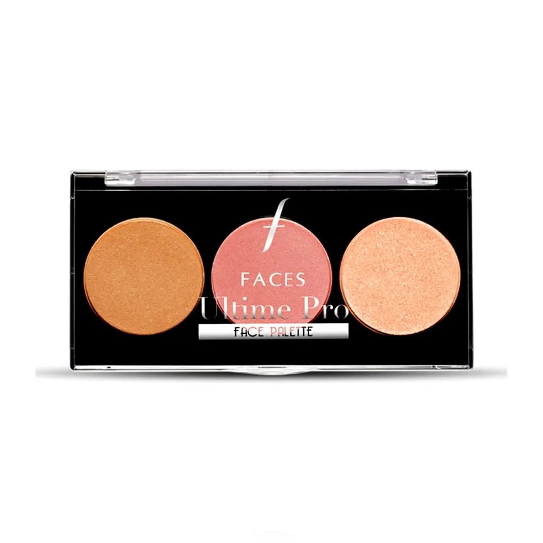 FACES CANADA Ultime Pro Face Palette - Fresh 01, 12g | 3 - in - 1 Bronzer + Highlighter + Blush | Lightweight Long Lasting Luminous Glow | Flawless Shimmer Finish | Silky Smooth Texture | Easy To Blend - Deals999