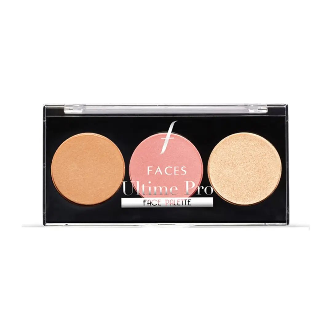 FACES CANADA Ultime Pro Face Palette - Fresh 01, 12g | 3 - in - 1 Bronzer + Highlighter + Blush | Lightweight Long Lasting Luminous Glow | Flawless Shimmer Finish | Silky Smooth Texture | Easy To Blend - Deals999