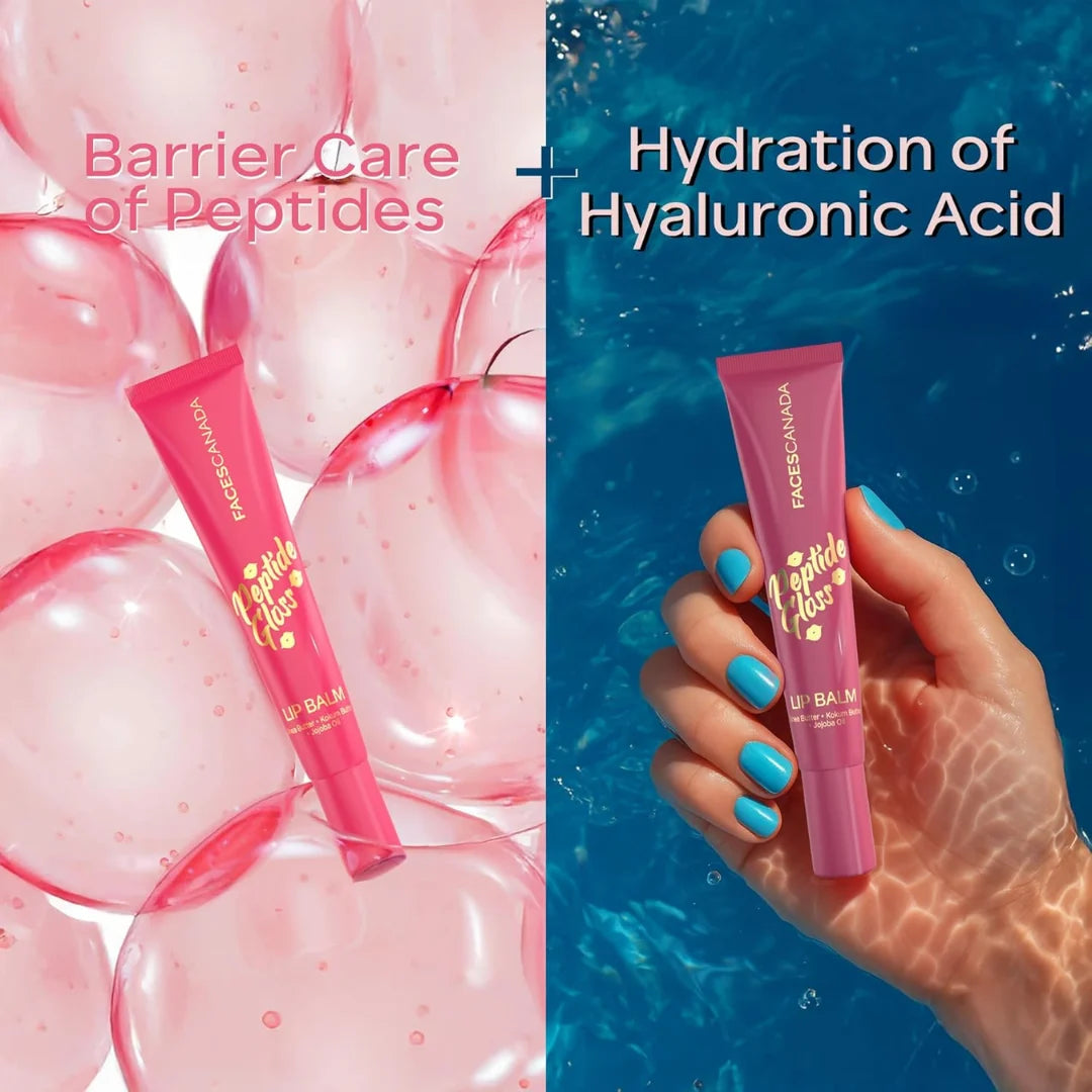 FACES CANADA Peptide Gloss Lip Balm - Mocha Melt 01, 10 ml | Tinted Lip Balm | Deeply Nourishing | Lightweight | Soft & Smooth Finish | Overnight Lip Treatment | With Butters & Hyaluronic Acid Infused