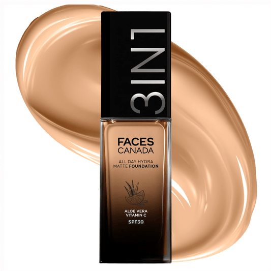 FACESCANADA All Day Hydra Matte Foundation Cream|3 - in - 1 Foundation + Moisturizer + SPF 30|24 HR Aloe Hydration & Vitamin C|10HR Long Wear|Medium to High Buildable Coverage | Soft Sand 041 | 30ml - Deals999