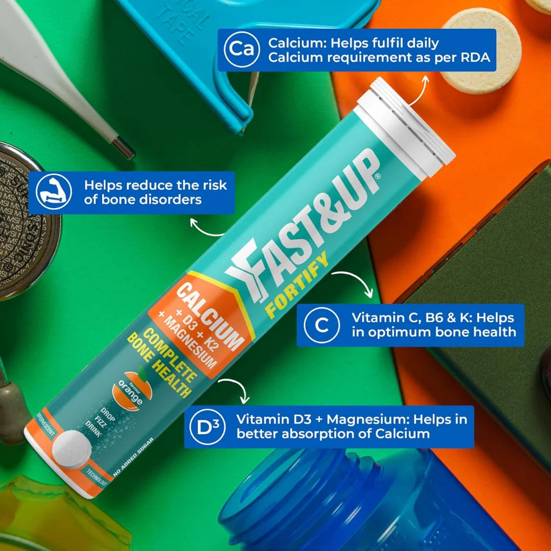 Fast&Up Fortify - Calcium with Essential Vitamin D3 for Complete Health Support - Vitamin D3, Calcium (pack of 4)