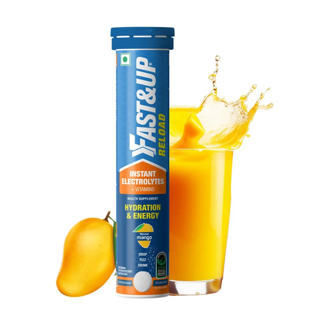 Fast&Up Reload (5 Litres) Low Sugar energy drink for Instant Hydration - 20 Mango flavour
