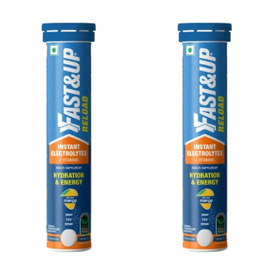 Fast&Up Reload (5 Litres) Low Sugar energy drink for Instant Hydration - 20 Mango flavour  (pack of 2)