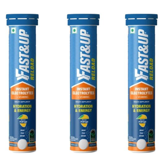 Fast&Up Reload (5 Litres) Low Sugar energy drink for Instant Hydration - 20 Mango flavour  (pack of 3)