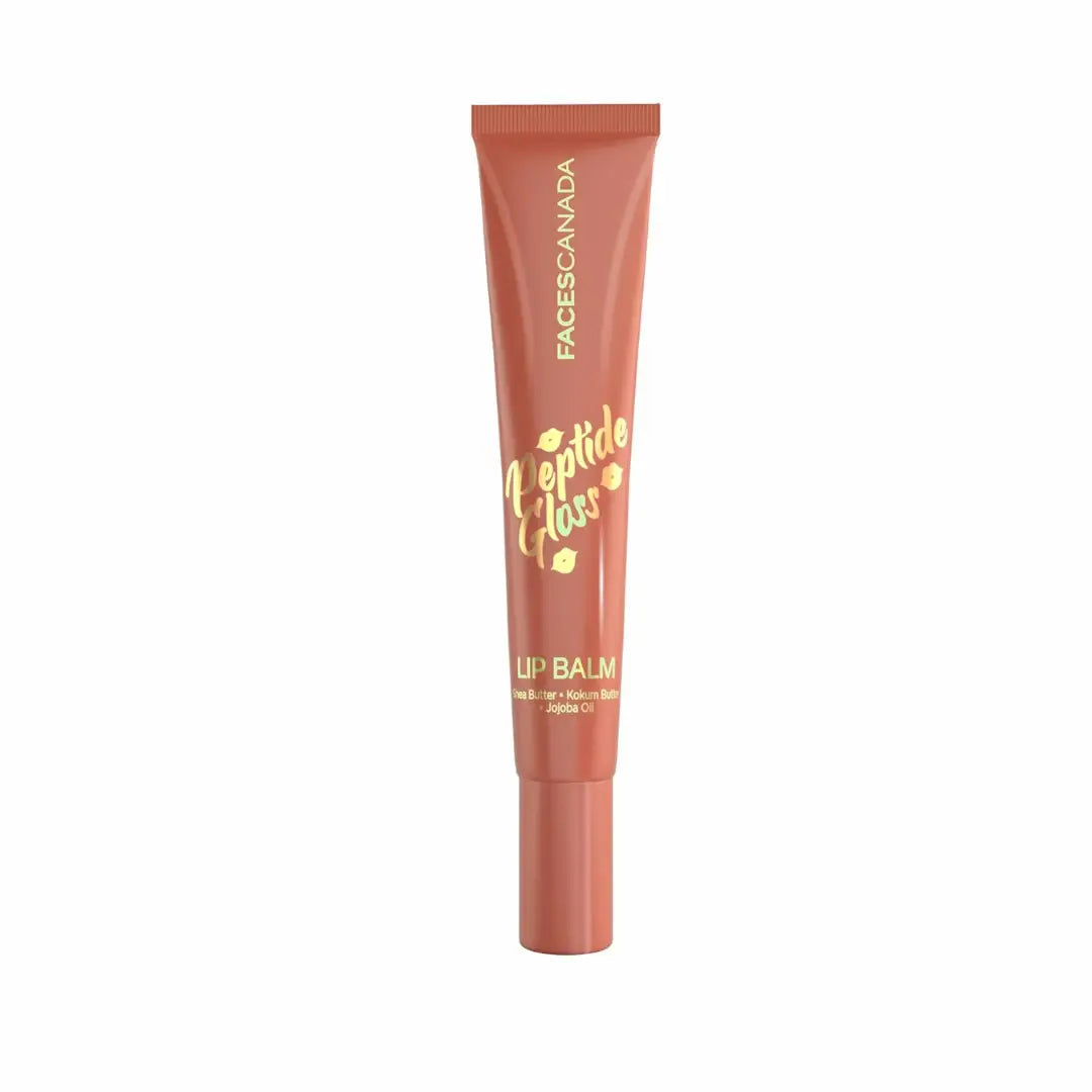 FACES CANADA Peptide Gloss Lip Balm - Mocha Melt 01, 10 ml | Tinted Lip Balm | Deeply Nourishing | Lightweight | Soft & Smooth Finish | Overnight Lip Treatment | With Butters & Hyaluronic Acid Infused