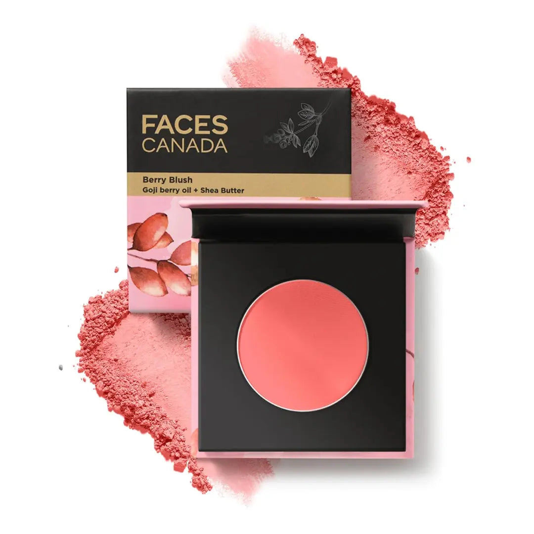 FACES CANADA Berry Blush -4g | Lightweight Long Lasting Ultra-Matte HD Finish | Silky Smooth Texture | Melts Effortlessly & Buildable | Absorbs Oil | Shea Butter | Vitamin A & C