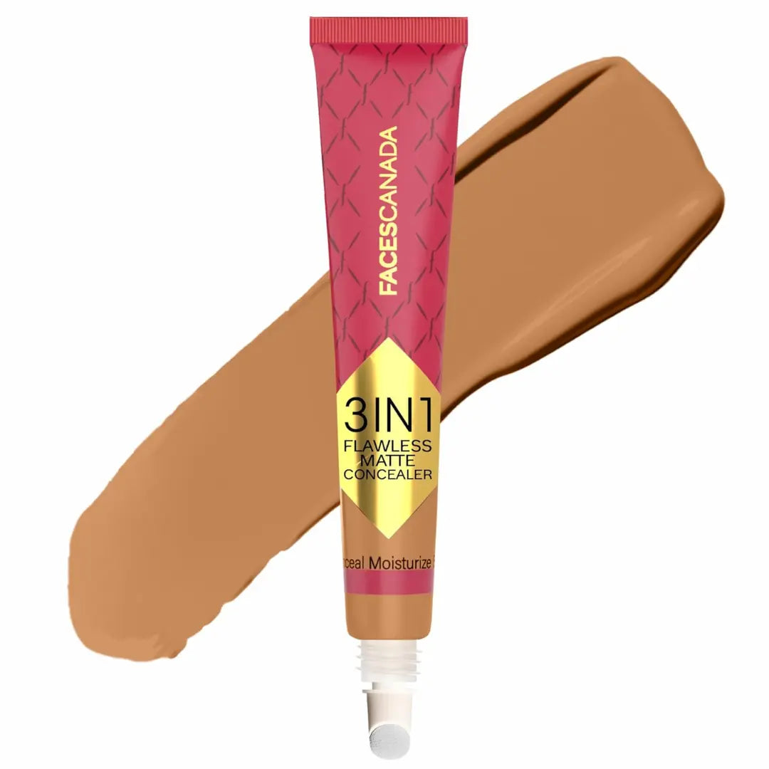 FACES CANADA 3 in 1 Flawless Matte Concealer - Beige, 8g | Full Coverage | Long Lasting | Hydrating Concealer for Dark Circles, Dark Spots & Blemishes | Brightens Under Eyes | Lightweight & Blendable