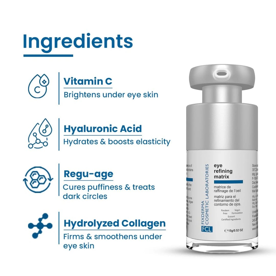 FCL Eye Refining Matrix Under Eye Gel For Dark Circles, Puffiness & Fine Lines with Vitamin C & Hyaluronic Acid | Eye Serum for Dark Circles | For Women & Men Skin Care - 15 gm - Deals999