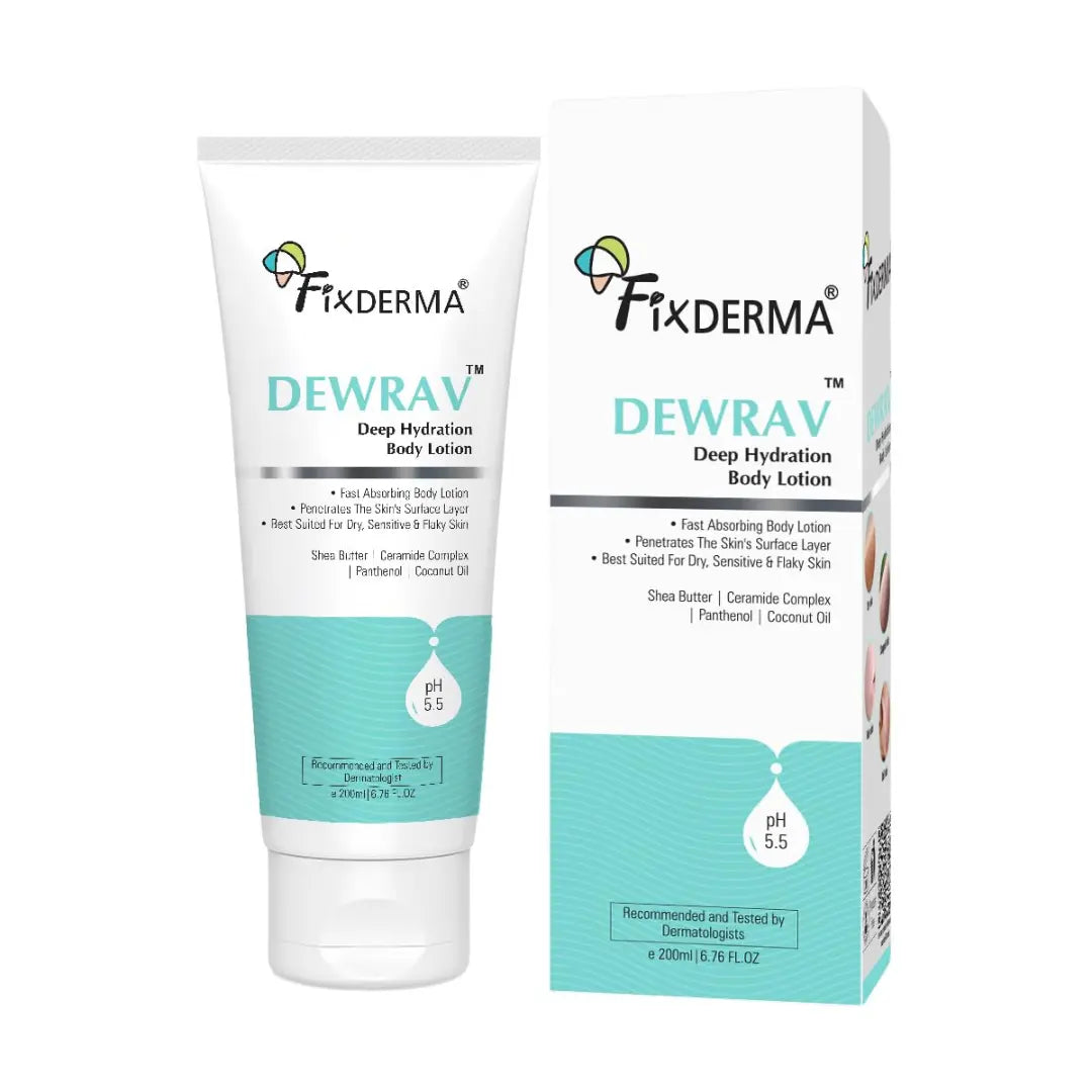 Fixderma Dewrav Deep Hydrating Body Lotion with Ceramide & Shea Butter | Moisturizer for Dry Skin | Body Lotion for Women & Men | Moisturizer for Body - 200 ml