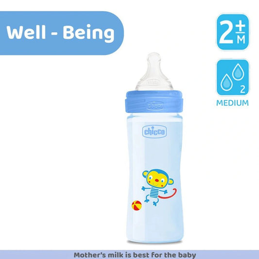 WellBeing Feeding Bottle (250ml, Medium) (Blue)