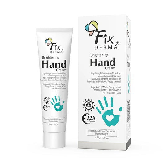 Fixderma Brightening Hand Cream for Women & Men | Hand Moisturizer | Kojic Acid Cream | Hand Cream for Dry and Rough Hands | Cream for Itchy Hand | Hand Cream with SPF 50 | All Skins Types - 30gm