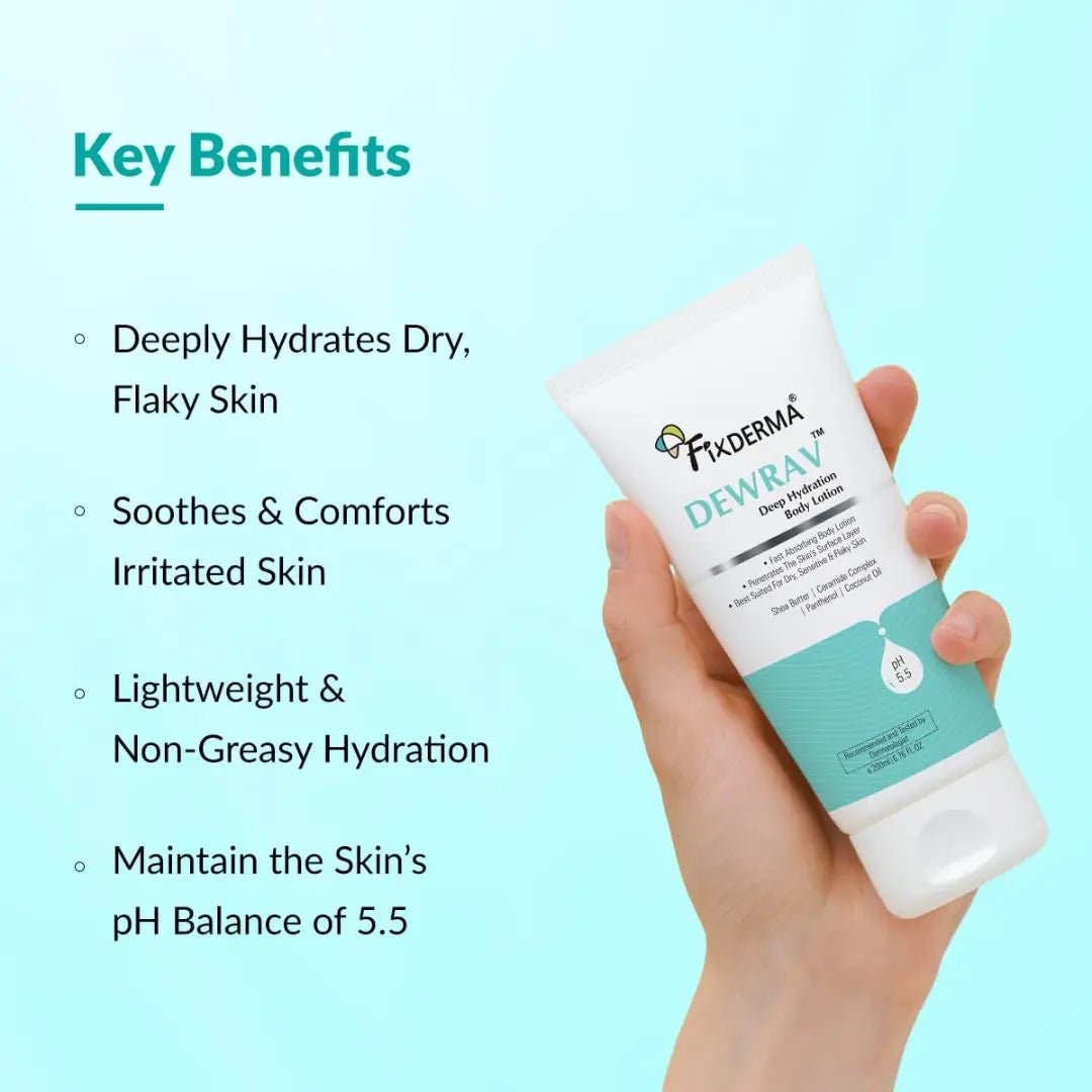 Fixderma Dewrav Deep Hydrating Body Lotion with Ceramide & Shea Butter | Moisturizer for Dry Skin | Body Lotion for Women & Men | Moisturizer for Body - 200 ml - Deals999
