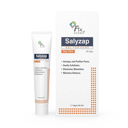 Fixderma Salyzap Day Time Gel For Acne, With Salicylic Acid, For Acne Scars, Pimples, Unclogs pores, Exfoliates, Soothes Acne And Redness Reduces Breakouts, Suitable for Oily And Acne - Prone Skin, 20ml - Deals999