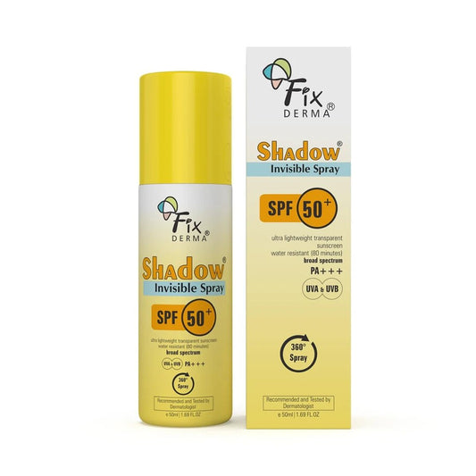 Fixderma Shadow SPF 50+ PA+++ Invisible Spray | Ultra Lightweight Transparent Sunscreen | Water Resistant Broad Spectrum UVA&UVB Sunscreen water resistant, spray for body, fluid sunscreen spray 50ml ( Pack of 1) - Deals999