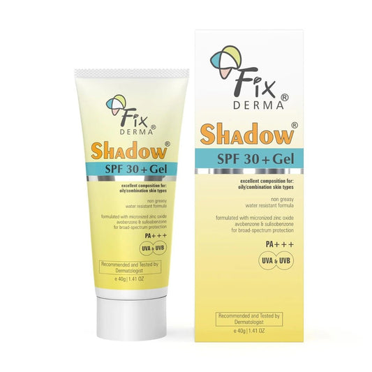 Fixderma Shadow Sunscreen SPF 30+ Pa+++ Gel For Oily Skin | Lightweight, Water Resistant, No White Cast | Broad Spectrum Sunscreen Gel For UVA & UVB Protection | Women & Men | 40gm - Deals999