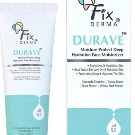 Fixderma Durave Deep Hydration Face Moisturizer with Cocoa & Shea Butter | Hydrating Moisturizer for Dry Skin - 50gm