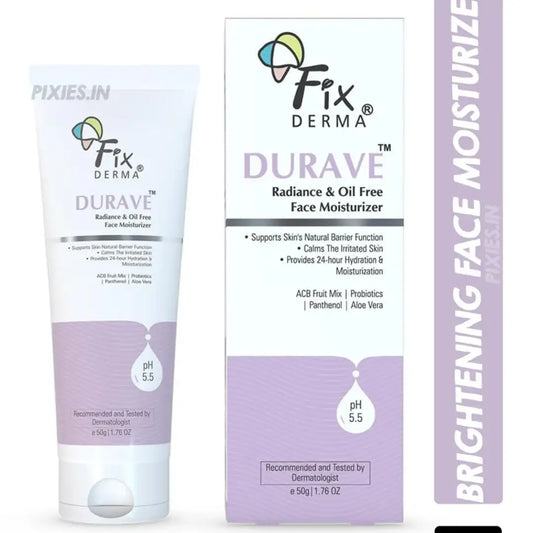 Fixderma Durave Radiance & Brightening Oil Free Face Moisturizer with Probiotics | Aloe Vera | Brightening Face Moisturizer for Women & Men - 50gm