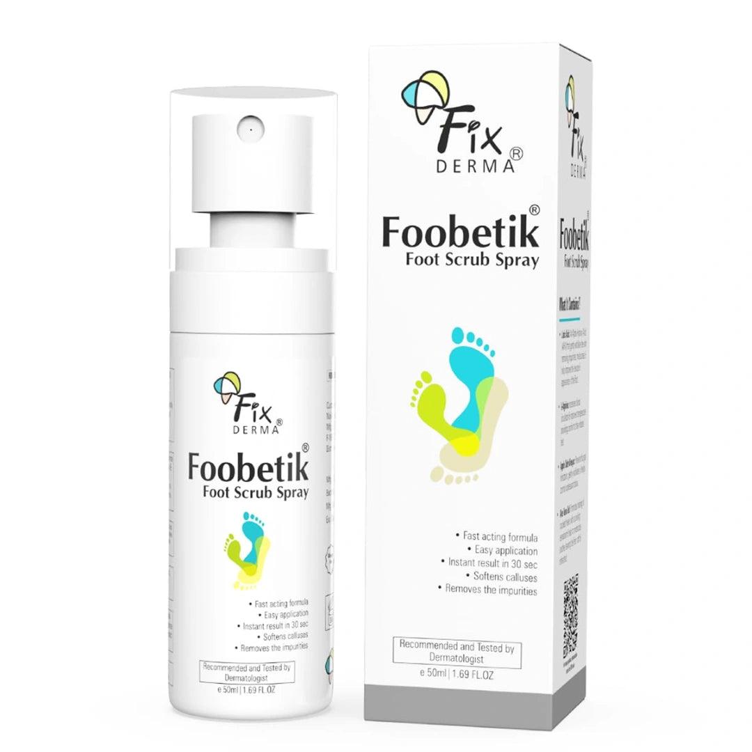 Fixderma Foobetik Foot Scrub Spray with Lactic Acid | 30 sec Foot Facial Spray | Foot Scrubber for Dead Skin | Callus Remover Spray | Heel Scrubber for Feet|Instantly Smooth & Soft Feet - 50ml