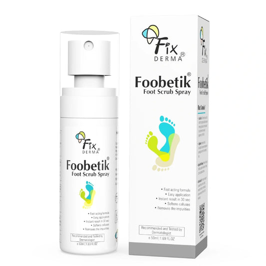 Fixderma Foobetik Foot Scrub Spray with Lactic Acid | 30 sec Foot Facial Spray | Foot Scrubber for Dead Skin | Callus Remover Spray | Heel Scrubber for Feet|Instantly Smooth & Soft Feet - 50ml