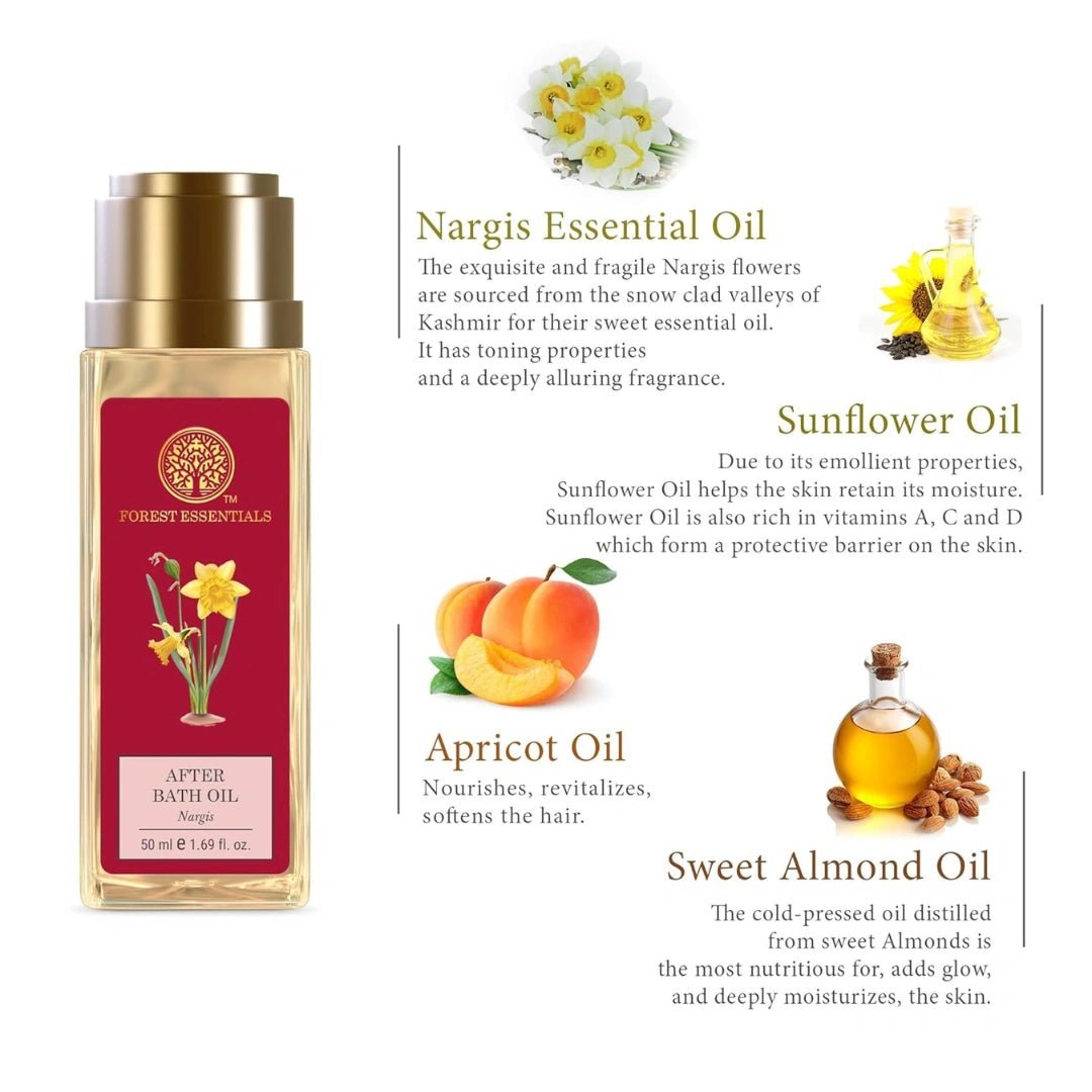Forest Essentials After Bath Oil Nargis | After Shower on Wet Skin (50ml) - Deals999