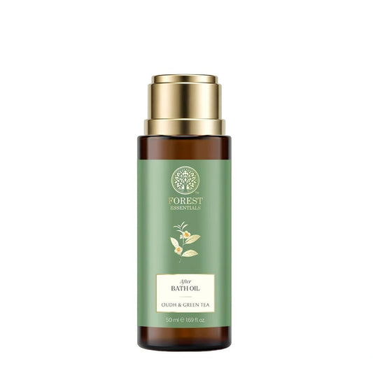 Forest Essentials After Bath Oil Oudh & Green Tea | After Shower on Wet Skin (50ml) - Deals999