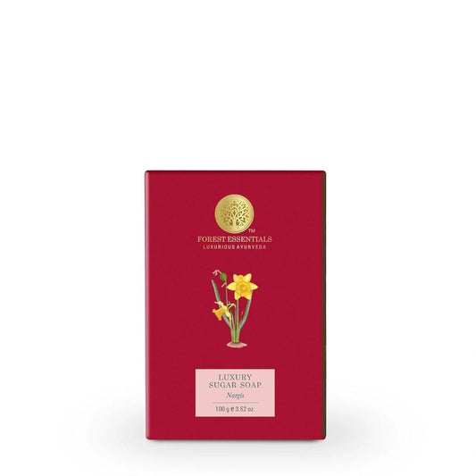 Forest Essentials- lusury sugar soap nargis . Gently Cleanses and Softens Skin||Ayurvedic Scented Handmade Bath Soap - Deals999