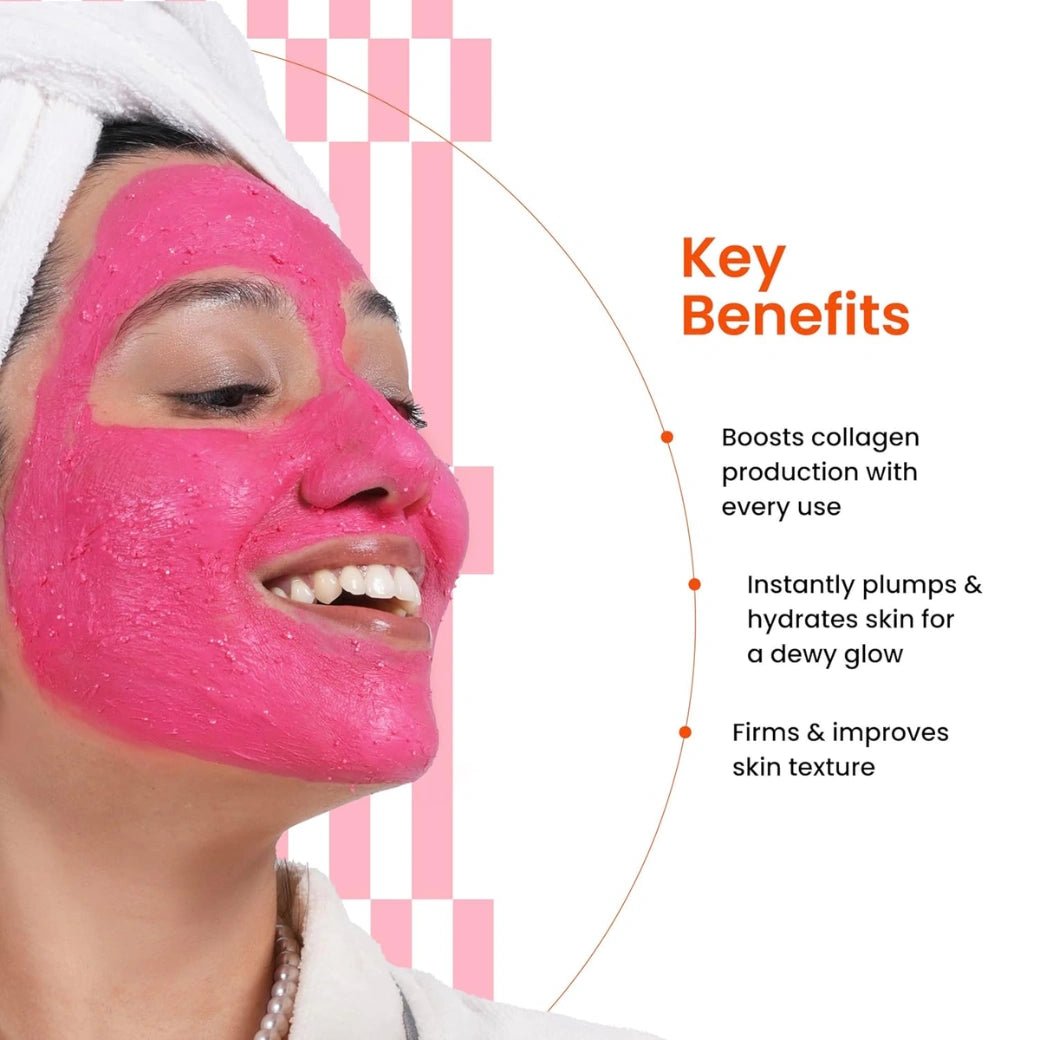 Foxtale Cherry - Collagen Whipped Clay Mask | Vegan Collagen + Glycolic Acid + PHA + Cherry Beads | Hydrates, Plumps & Firms Skin | Detoxifies Pores, Brightens & Smooths Dull, Uneven Skin | 75g - Deals999
