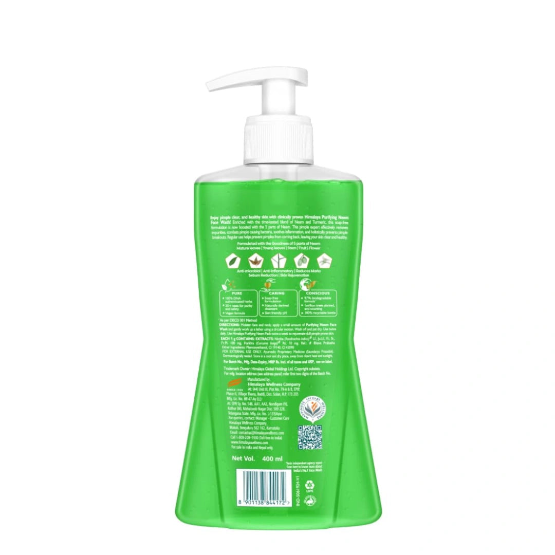 Himalaya Purifying Neem Face Wash  |Clears and Prevents Pimples & Acne 400ml