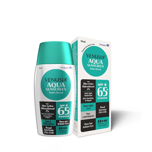 VENUSIA Dr. Reddy's Water Based Sunscreen SPF 65 : Broad Spectrum Protection : Powered by Antioxidants : Ultra-Light, Non-Sticky and Hydrating : Anti-Pigmentation : For Oily, Acne-Prone Skin : 50ml