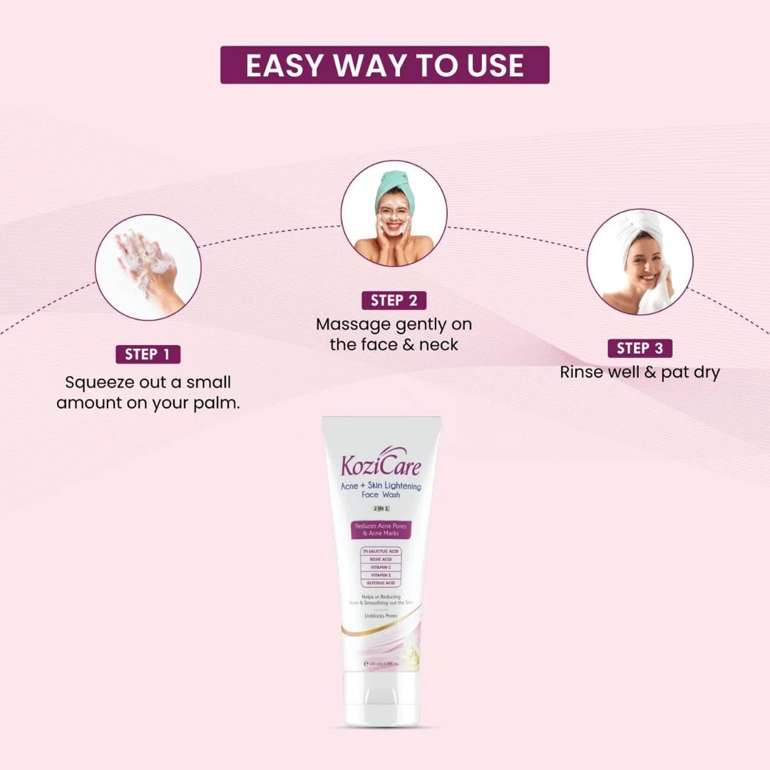 Kozicare Kojic Acid Face Wash | Acno Fight & 2% Salicylic Acid | for Glowing Skin | Reducing Acne & Smoothing Skin | for Women & Men (100ml) - Deals999
