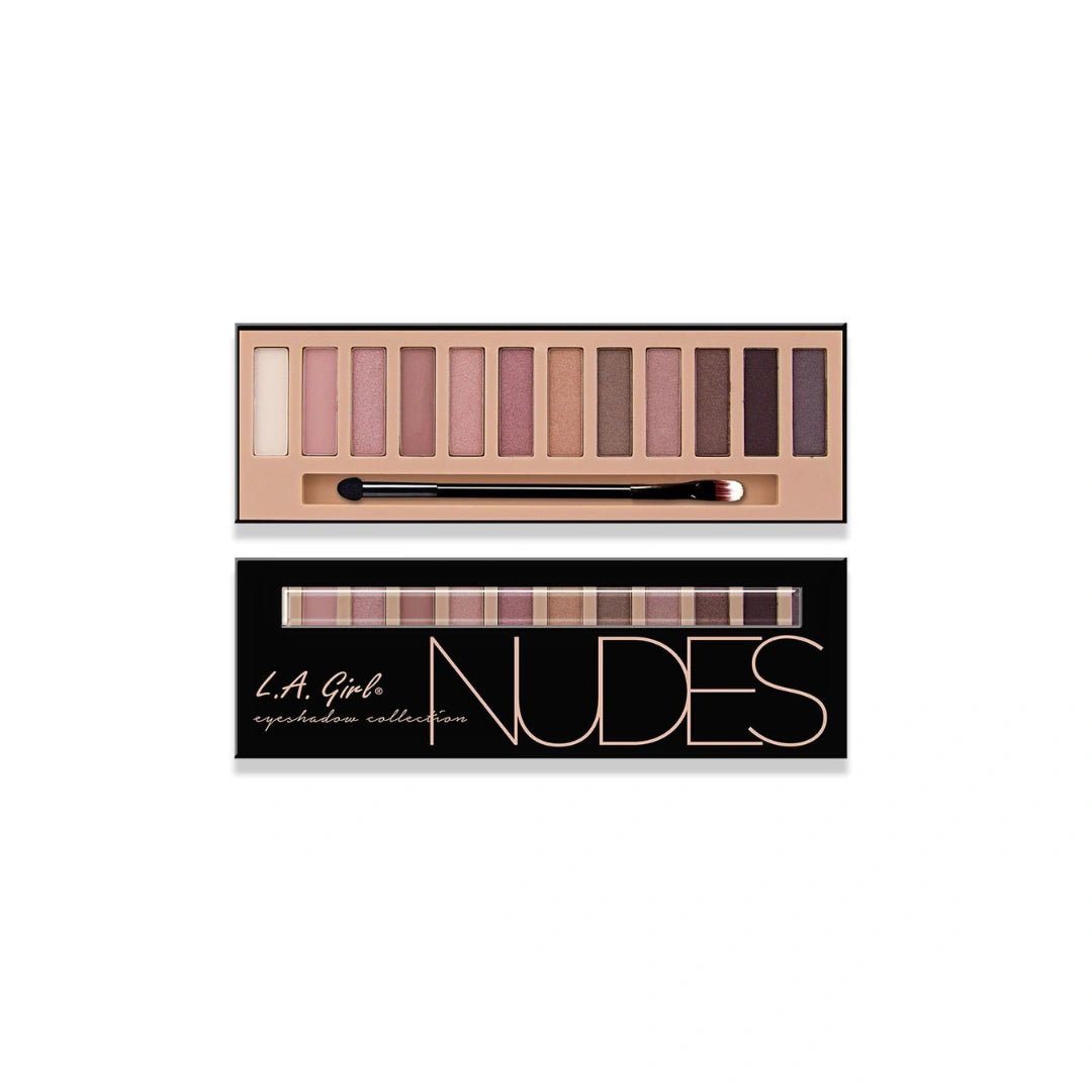 L.A Girl Eyeshadow Palette - 12 Shades, High Pigmented, Long Wearing & Easily Blendable, Matte, Shimmery & Metallic Finish, Beauty Brick Nudes - 12g - Deals999