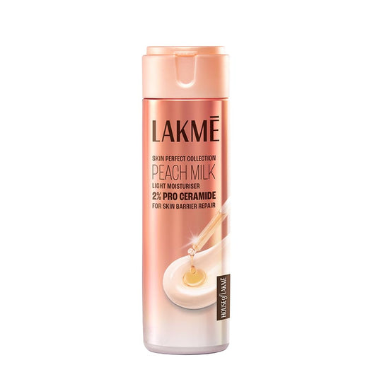 Lakme Peach Milk 2% Pro Ceramide Moisturizer with Vitamin E for Deep Moisturizing and Skin Strengthening | With Skin Conditioner| For Dry, Normal & Sensitive 200ml