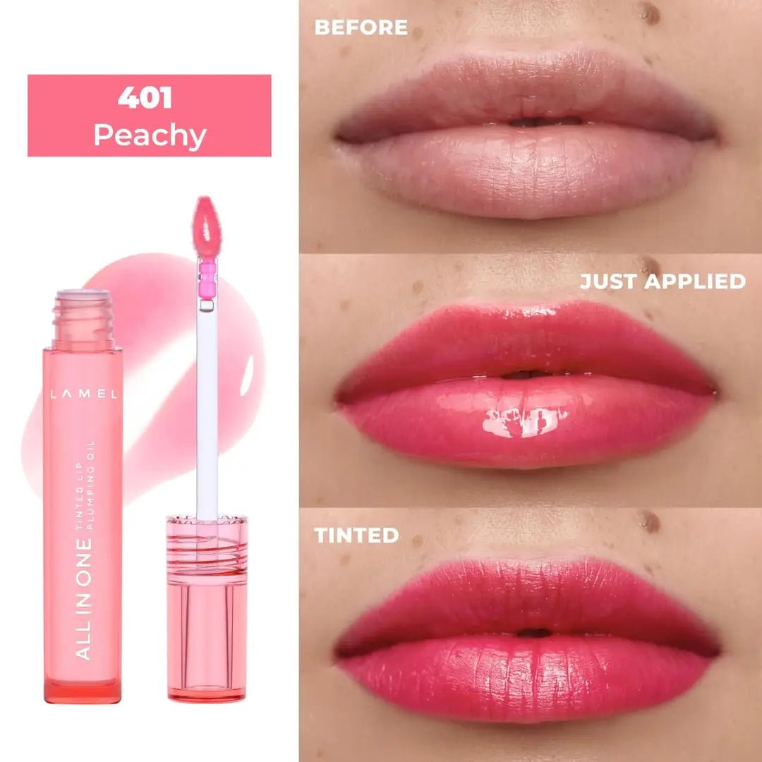 Lamel All In One Lip Tinted Plumping OilLip Oil Tint for Pigmented Lips | Hydrating, Plumping & Glossy Lip Tint | Non - Sticky Lip Oil with Long - Lasting Tint | 3ml - Deals999
