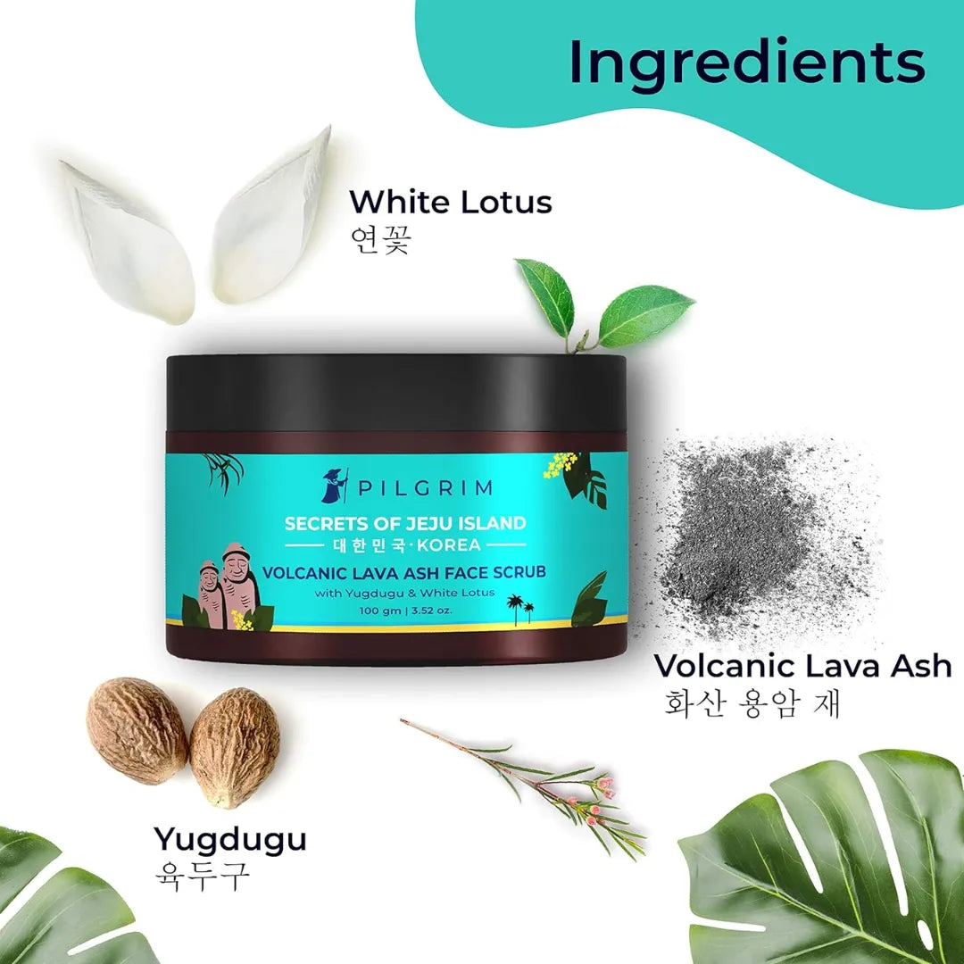 Pilgrim Volcanic Lava ash face Scrub With Yugdugu & White lotus (100g)