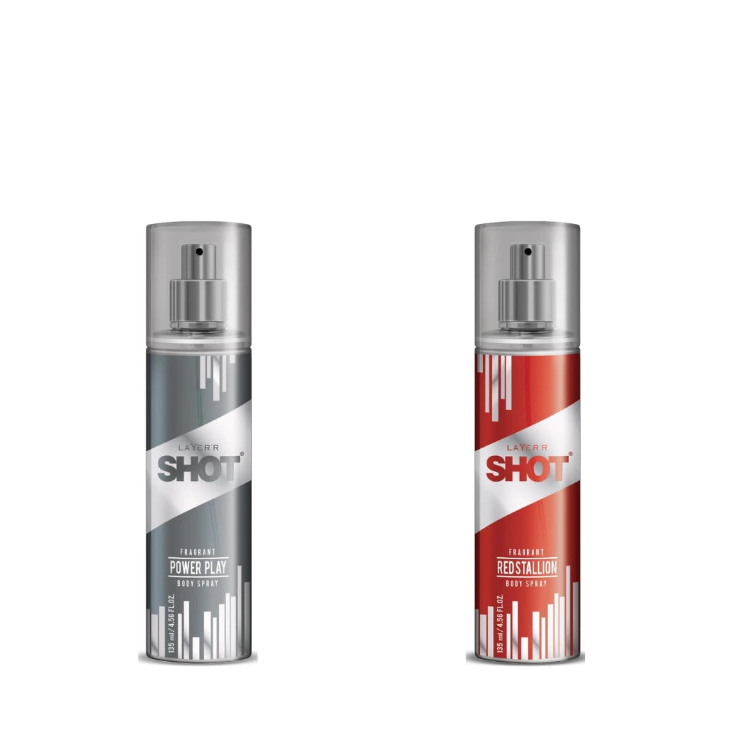 LAYER'R SHOT power play and red stallion body spray for men 135ml