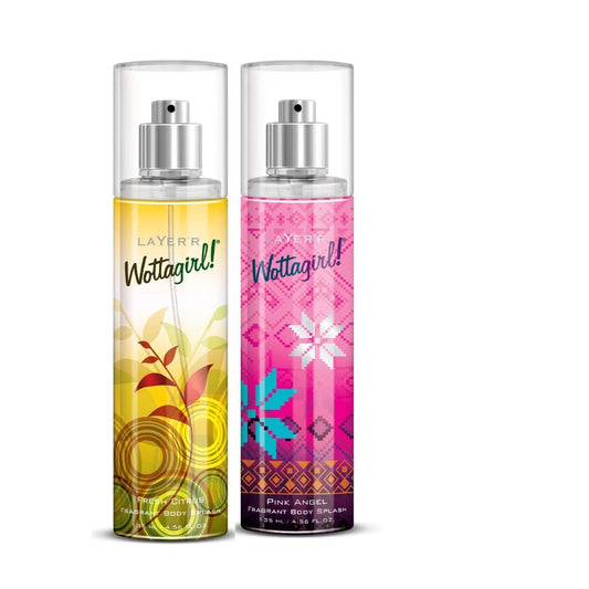 Layer'r Wottagirl Combo 2 Fresh Citrus , Pink Angel Body mist - For Women (135 ml, Pack of 2) - Deals999
