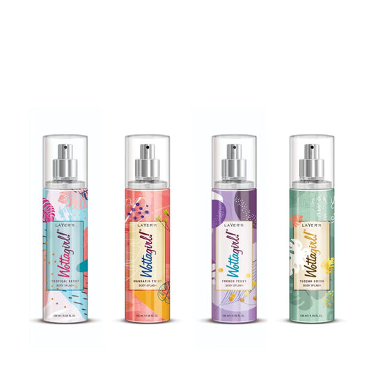 Layer'r wottagirl mandarin twist, french peony, tropical berry and tuscan green for women 135ml