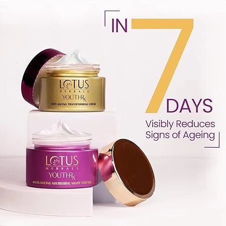 Lotus Herbals YouthRx Power Regimen Pack with Anti - Ageing Day Cream and Night Cream | Reduces Fine Lines, Wrinkles | Boosts Glow, Ginger and Ginseng | For Oily, Dry, Combination Skin | 100g - Deals999