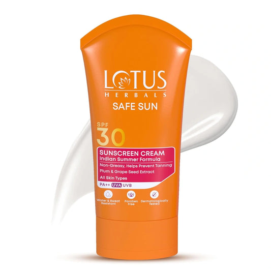 Lotus Herbals Safe Sun Sunscreen Cream , Black Plum Extract| Suitable For Indian Summer Formula | SPF 30 and PA++ (50g)