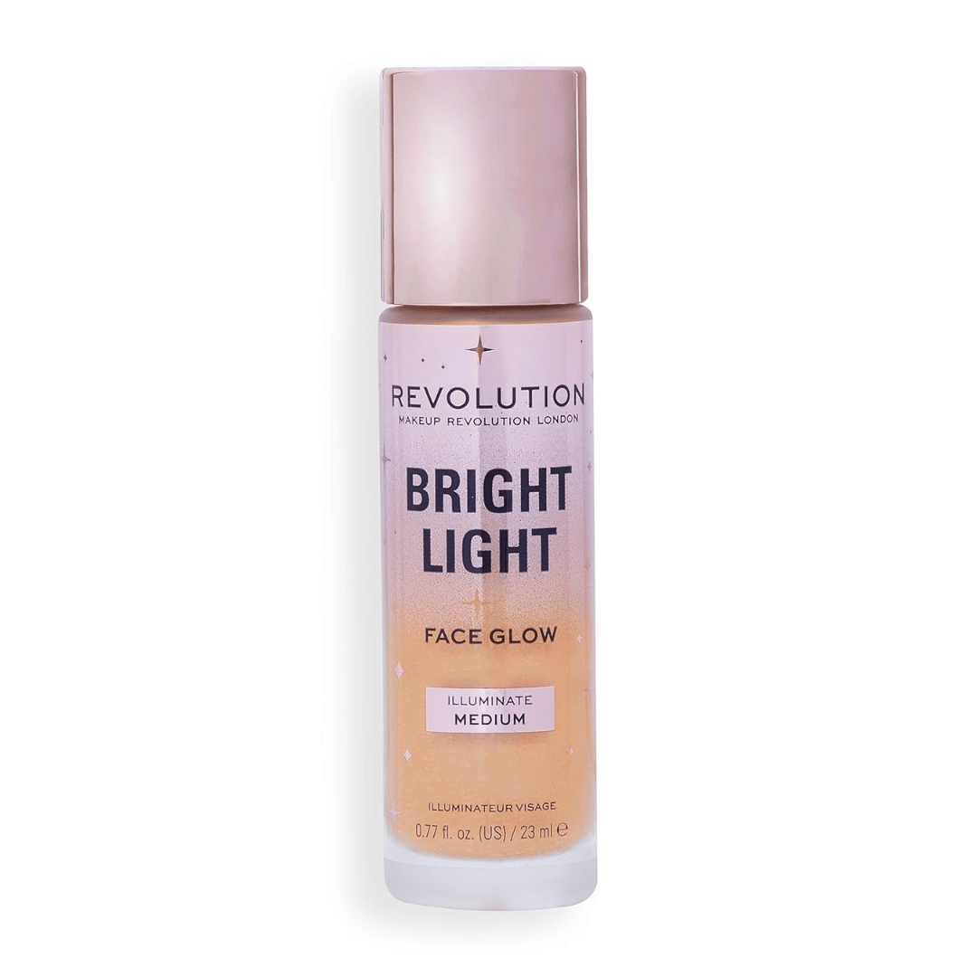 Makeup Revolution - Bright Light Face Glow Illuminate - Medium | Instantly illuminates & evens out complexion |Helps to achieve a radiant glow | Infused with glycerin to smooth & moisturise |23ml - Deals999